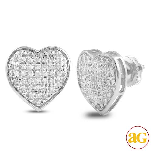 10KW 0.20CTW DIAMOND HEART DOME EARRINGS