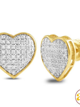 10KY 0.20CTW DIAMOND HEART DOME EARRINGS