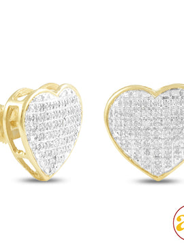 10KY 0.30CTW DIAMOND HEART DOME EARRINGS