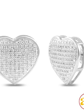 10KW 0.40CTW DIAMOND HEART DOME EARRINGS