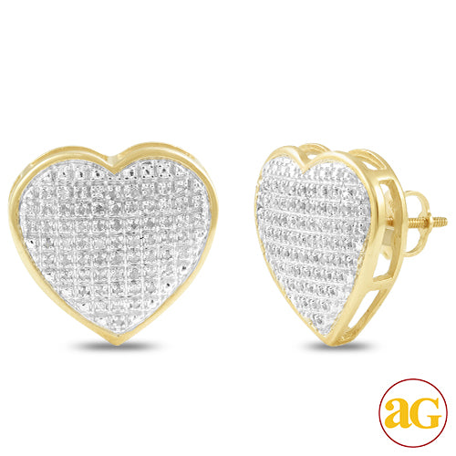 10KY 0.40CTW DIAMOND HEART DOME EARRINGS