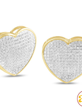 10KY 0.75CTW DIAMOND HEART DOME EARRINGS