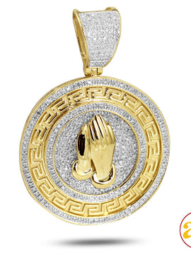 10KY 0.85CTW DIAMOND PRAYING HANDS MEDALLION