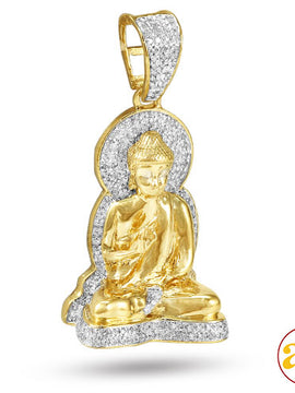 10KY 0.50CTW DIAMOND SITTING BUDDHA PENDANT