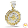 10KY 0.85CTW DIAMOND GREEK KEY MASONIC MEDALLION