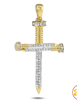 10KY 0.30CTW DIAMOND "NAILS" CROSS PENDANT