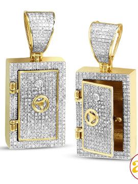 10KY 1.00CTW DIAMOND VAULT SAFE PENDANT