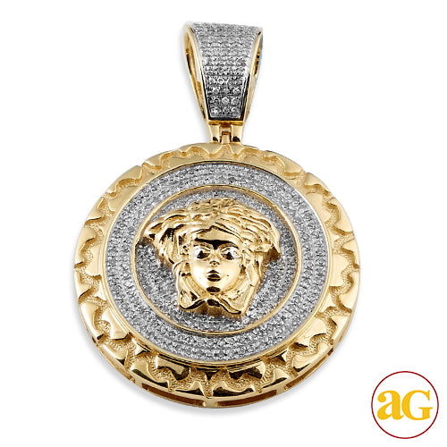 10KY 0.75CTW DIAMOND MEDUSA MEDALLION WITH NUGGET