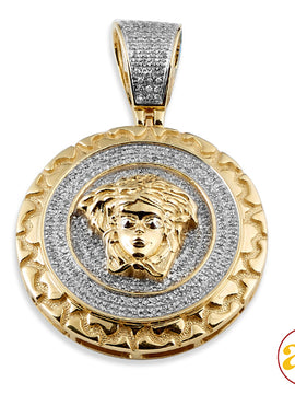 10KY 0.75CTW DIAMOND MEDUSA MEDALLION WITH NUGGET