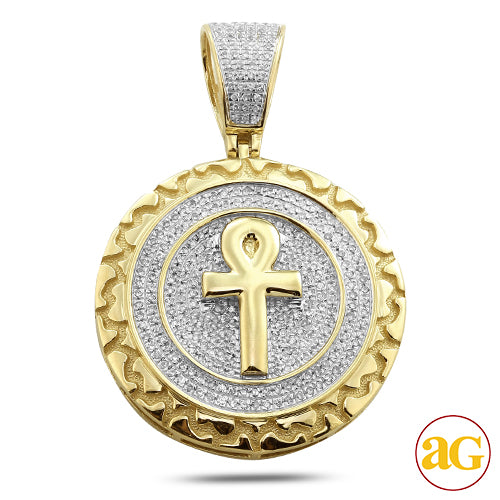 10KY 0.80CTW DIAMOND ANKH CROSS MEDALLION WITH