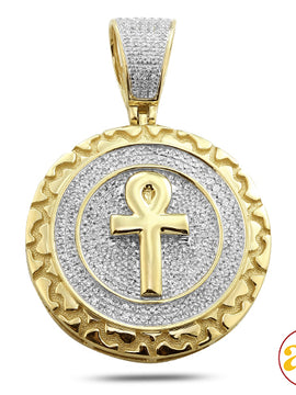 10KY 0.80CTW DIAMOND ANKH CROSS MEDALLION WITH