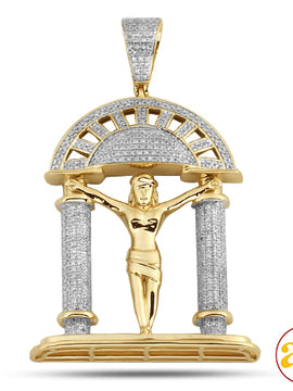 10KY 1.25CTW DIAMOND JESUS PILLARS PENDANT