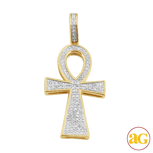 10KY 0.30CTW DIAMOND ANKH CROSS PENDANT