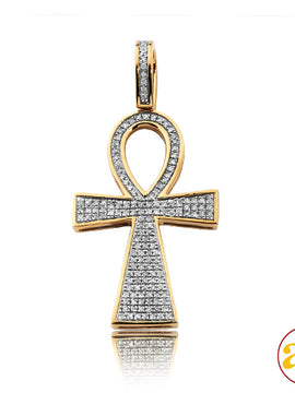 10KY 0.40CTW DIAMOND ANKH CROSS PENDANT