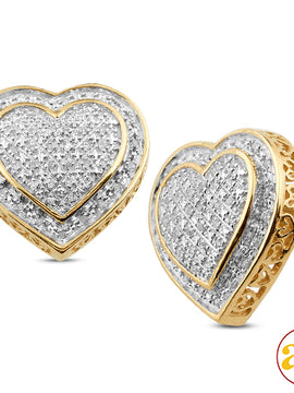 10KY 0.20CTW DIAMOND 3-D HEART SHAPED EARRINGS