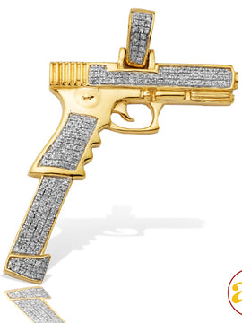 10KY 0.65CTW DIAMOND GUN PENDANT - EXTENDED CLIP