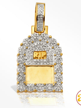 10KY 0.85CTW DIAMOND TOMBSTONE PENDANT "RIP"