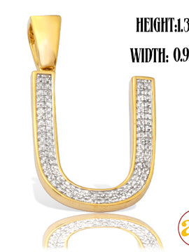 10KY 0.20CTW DIAMOND INITIAL PENDANT - "U"