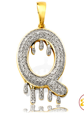 10KY 0.50CTW DRIPPING DIAMOND INITIAL PENDANT