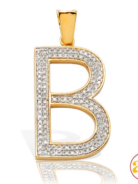 10KY 0.25CTW DIAMOND INITIAL PENDANT - "B"