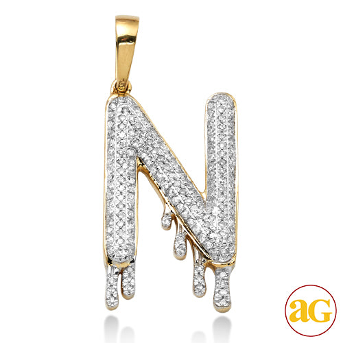 10KY 0.40CTW DIAMOND DRIPPING INITIAL PENDANT