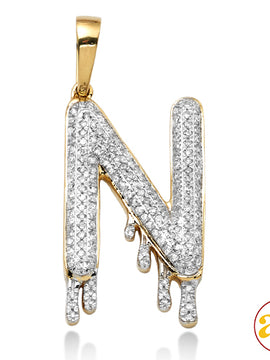 10KY 0.40CTW DIAMOND DRIPPING INITIAL PENDANT