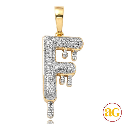 10KY 0.30CTW DIAMOND DRIPPING INITIAL PENDANT