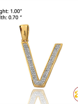 10KY 0.20CTW DIAMOND INITIAL PENDANT - "V"