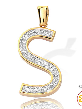 10KY 0.20CTW DIAMOND INITIAL PENDANT - "S"