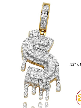 10KY 0.75CTW DRIPPING DIAMOND DOLLAR SIGN $