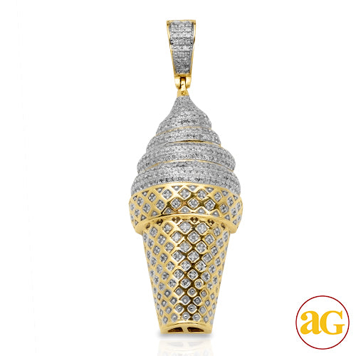 10KY 0.90CTW DIAMOND ICE CREAM CONE PENDANT