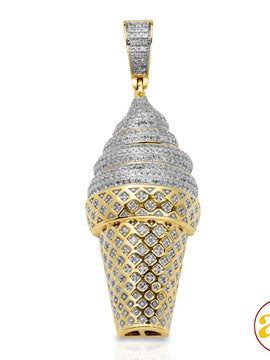 10KY 0.90CTW DIAMOND ICE CREAM CONE PENDANT