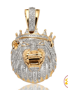 10KY 0.90CTW DIAMOND LION HEAD WITH TILTED CROWN