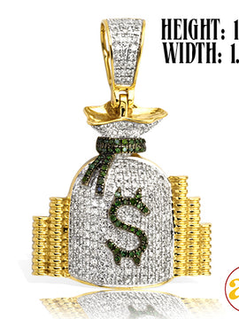 10KY 0.80CTW GREEN AND WHITE DIAMOND MONEY BAG