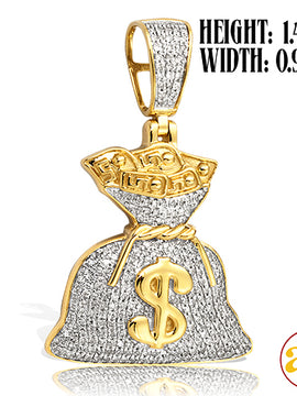 10KY 0.55CTW MICROPAVE DIAMOND MONEY BAG PENDANT