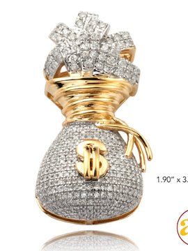 10KY 1.00CTW DIAMOND MONEY BAG PENDANT