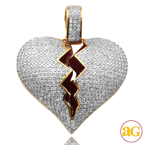 10KY 1.50CTW DIAMOND BROKEN HEART PENDANT - HOLLOW