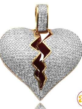 10KY 1.50CTW DIAMOND BROKEN HEART PENDANT - HOLLOW