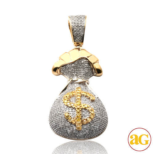 10KY 0.85CTW YELLOW AND WHITE DIAMOND MONEY BAG