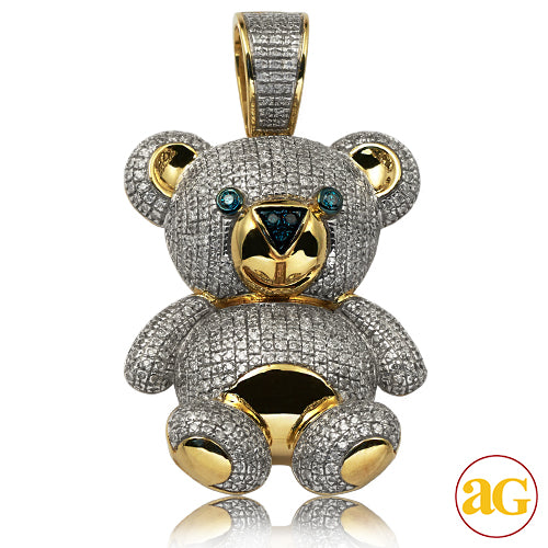 10KY 2.75CTW GREEN AND WHITE DIAMOND TEDDY BEAR