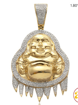 10KY 0.60CTW DRIPPING DIAMOND FAT BUDDHA PENDANT