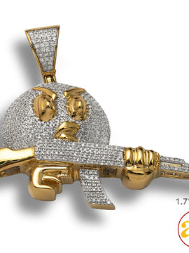 10KY 1.15CTW DIAMOND 'ANGRY BIRD' WITH GUN PENDANT