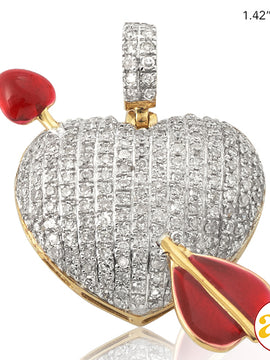 10KY 0.60CTW DIAMOND CUPID'S ARROW HEART PENDANT -