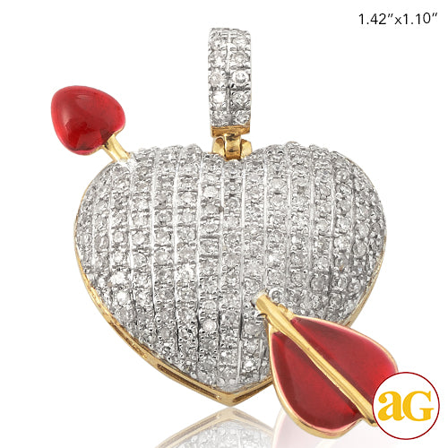 10KY 0.60CTW DIAMOND CUPID&apos;S ARROW HEART PENDANT -