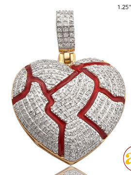 10KY 0.80CTW DIAMOND BROKEN HEART PENDANT - RED EN