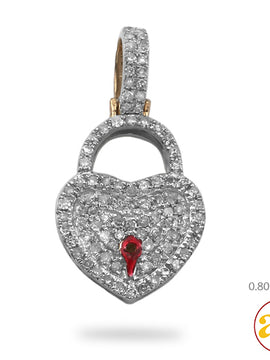 10KY 0.30CTW HEART LOCK DIAMOND PENDENT