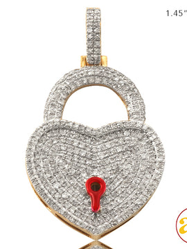 10KY 1.00CTW HEART LOCK DIAMOND PENDENT