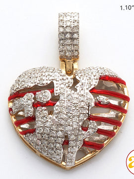 10KY 0.55CTW DIAMOND BROKEN HEART RIBCAGE PENDANT