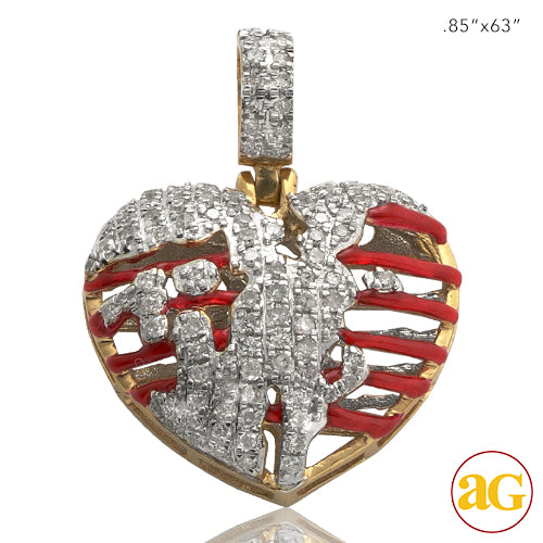 10KY 0.35CTW DIAMOND BROKEN HEART RIBCAGE PENDANT