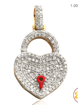 10KY 0.55CTW HEART LOCK DIAMOND PENDENT